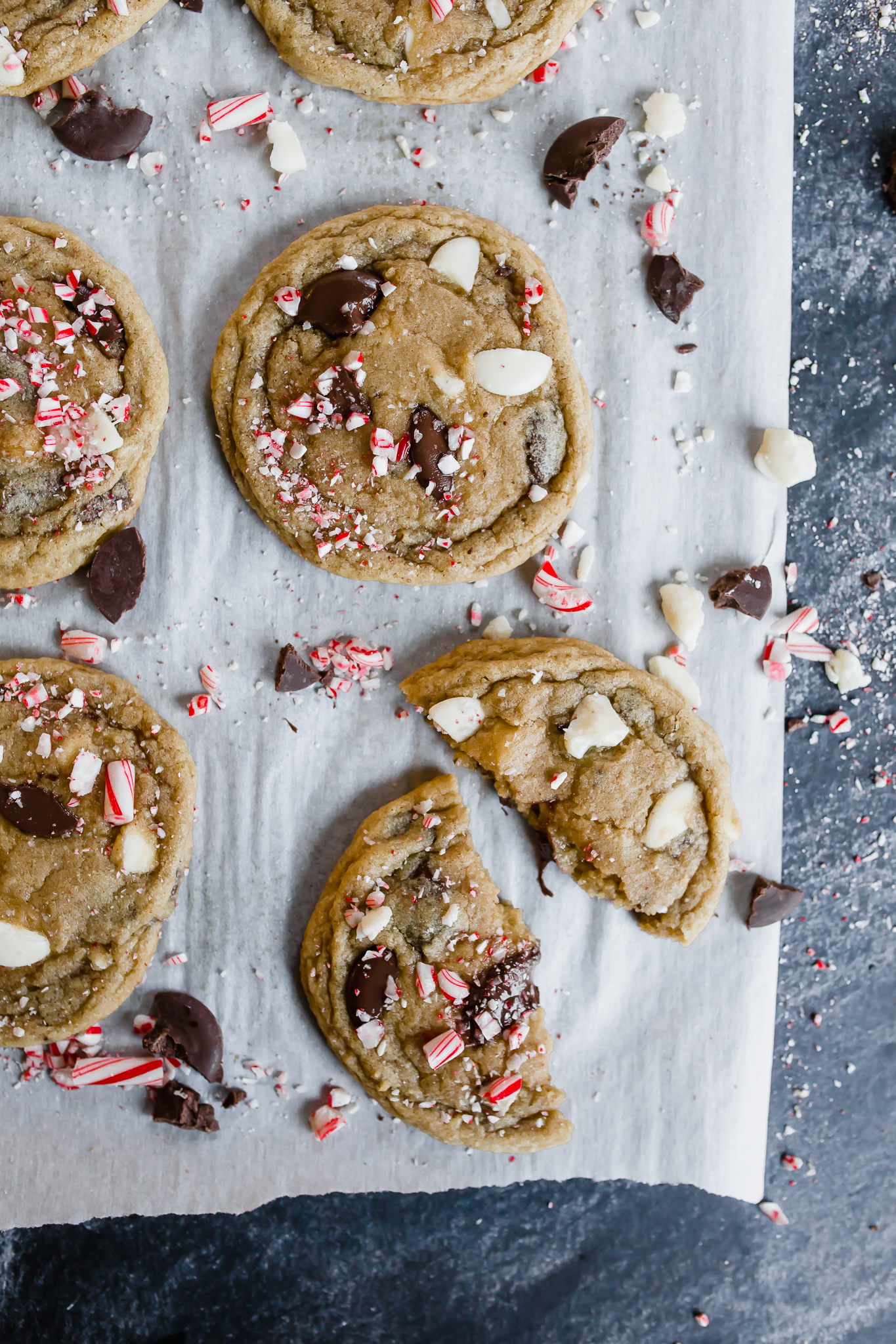 Peppermint Dusted Chocolate Chunk Cookies