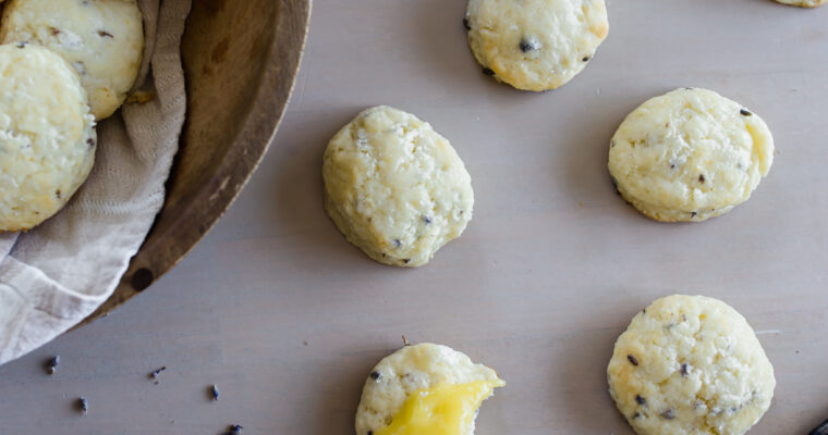 Miniature Lavender Scones with a bright Lemon Curd